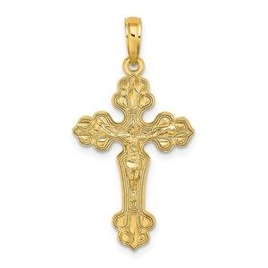 Million Charms 14K D/C Crucifix W /Fancy Tips Necklace Charm Pendant